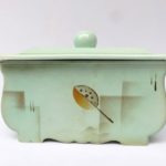 K51 - Gebäckdose, Villeroy & Boch, Art Deco, Keramik, grün - Spritzdekor